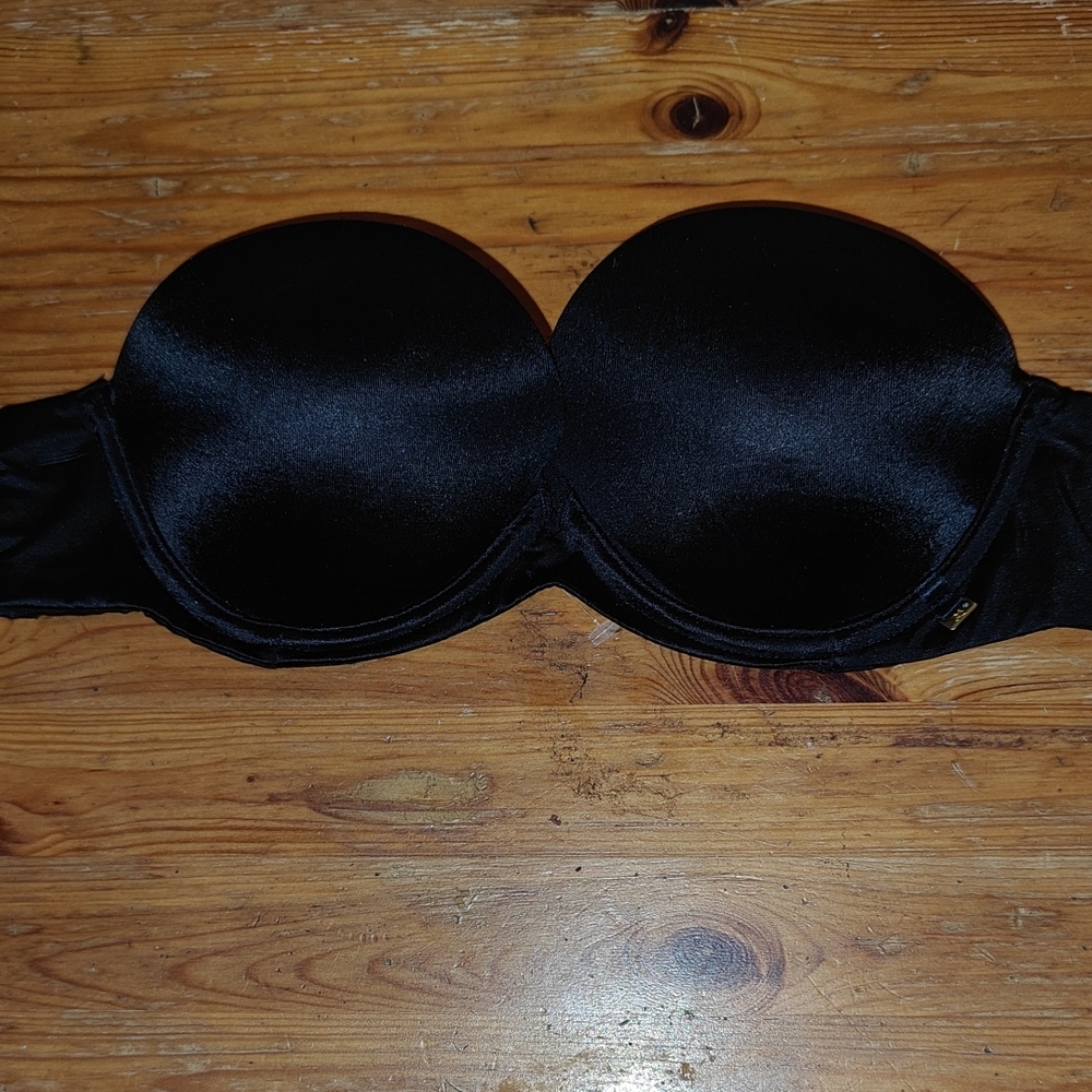 32B Victoria's Secret Multi-Way Black Satin Strapless Bra